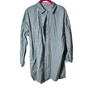 Trafaluc by Zara Women's Green White Striped Oversized Tunic Shirt Size Medium